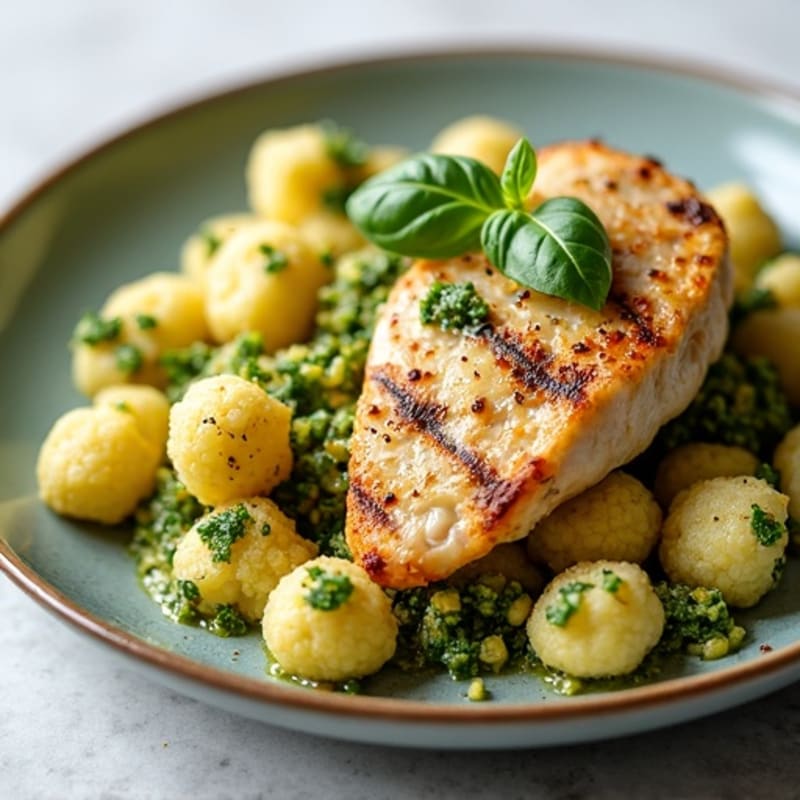 Crispy Cauliflower Gnocchi with Fresh Basil Pesto