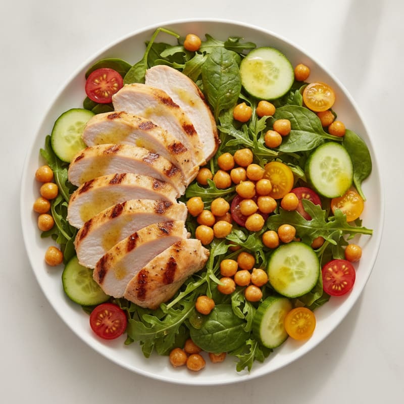 Grilled Turkey Breast Salad with Chickpeas and Lemon Vinaigrette