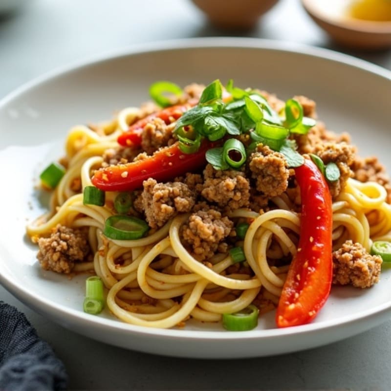 Spicy Ginger-Garlic Ground Turkey Noodle Bowl