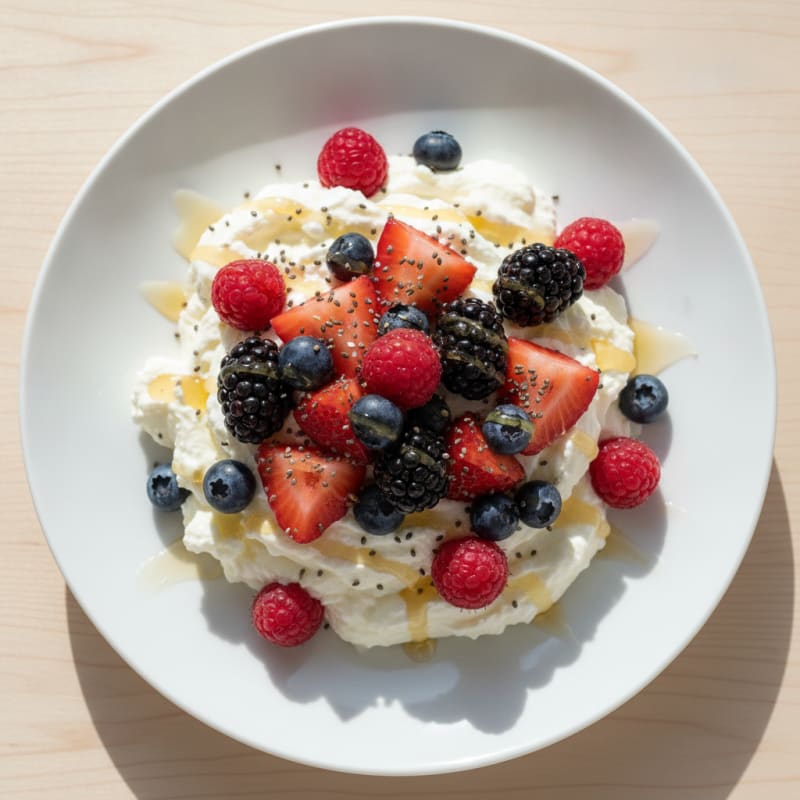 Greek Yogurt Protein Mousse with Mixed Berries