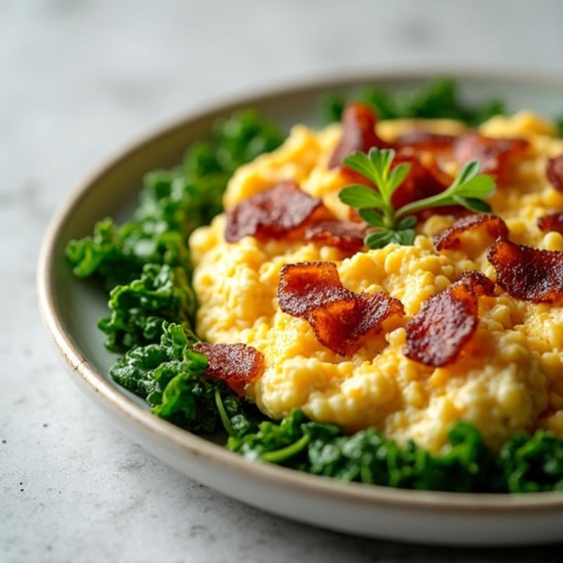 Cottage Cheese Scramble with Spinach and Turkey Bacon