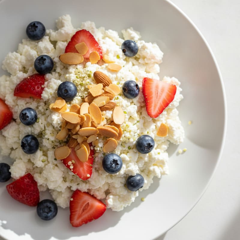 Cottage Cheese and Berry Protein Bowl with Almonds
