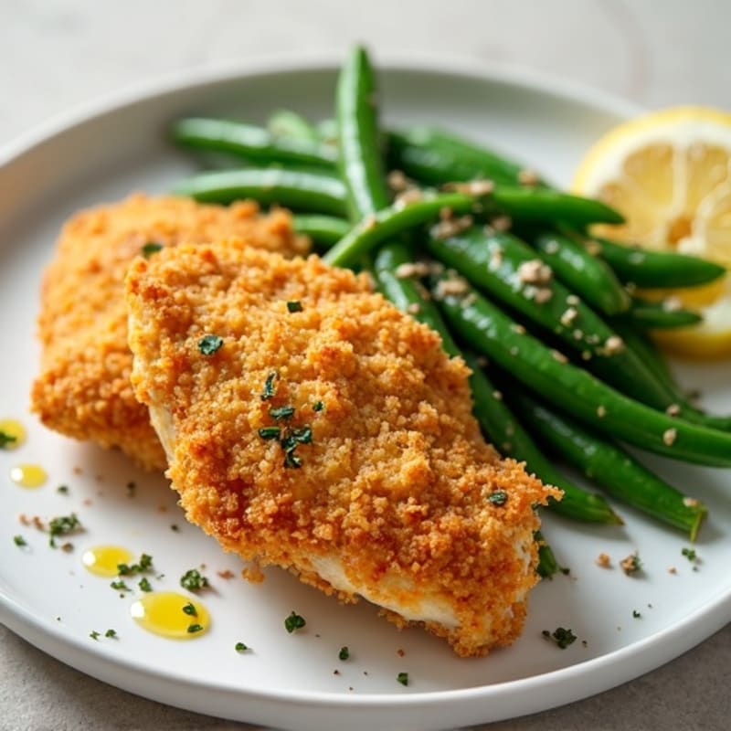 Lemon-Herb Crispy Baked Chicken Tenders with Roasted Green Beans