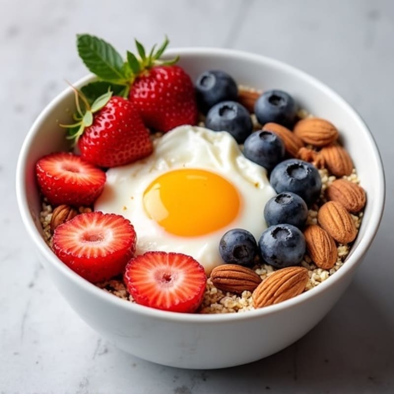 Protein-Packed Egg White Oatmeal Bowl with Fresh Berries