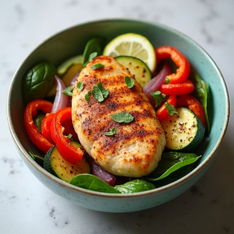 Herb-Spiced Chicken Shawarma Bowl with Roasted Vegetables