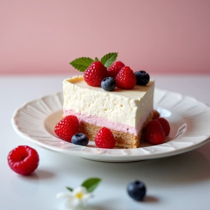 Greek Yogurt Protein Cheesecake with Fresh Berries