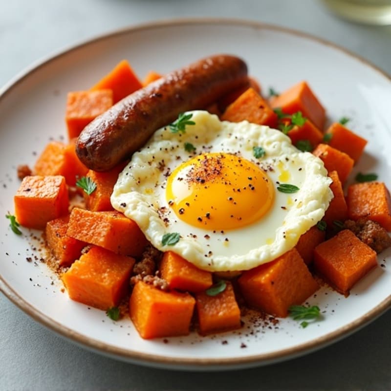 Protein-Packed Sweet Potato Hash with Eggs