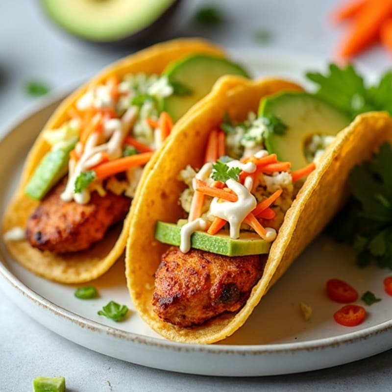 Spicy Roasted Chicken Tacos with Crunchy Slaw