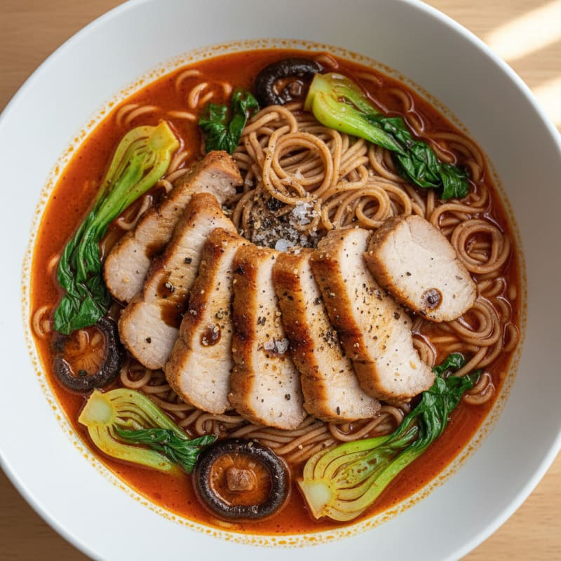 Spicy Sriracha Ramen with Tender Pork