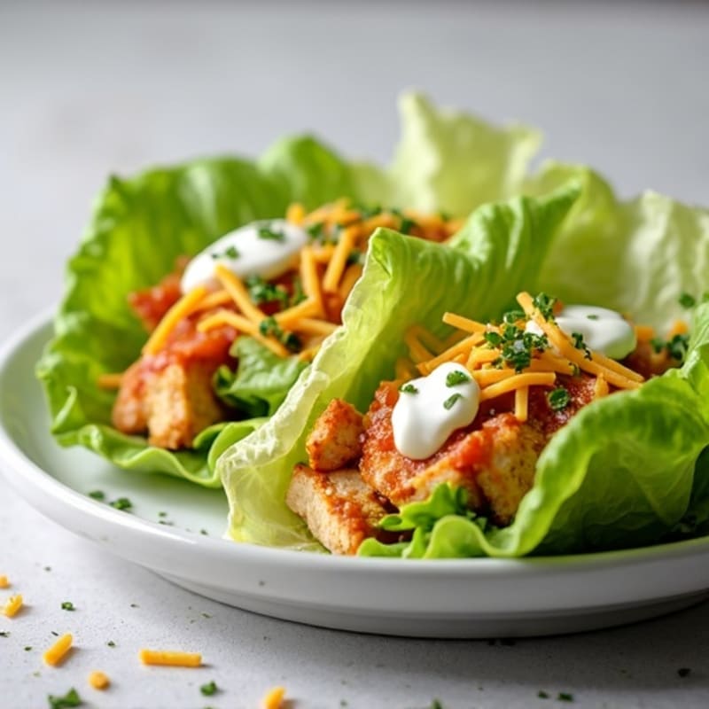 Spicy Buffalo Chicken Lettuce Wraps with Creamy Greek Yogurt Ranch
