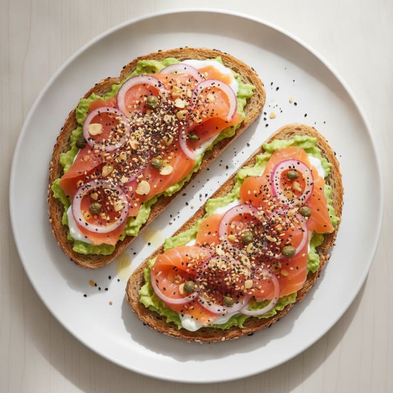 Smoked Salmon Avocado Toast with Everything Seasoning