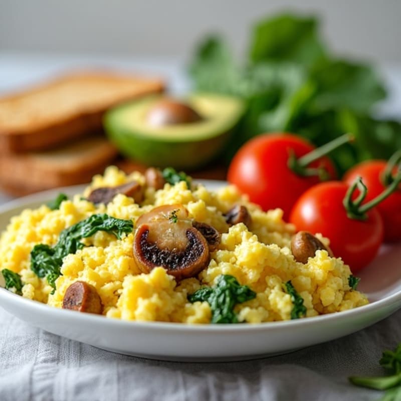 Egg White and Spinach Scramble with Turkey Sausage
