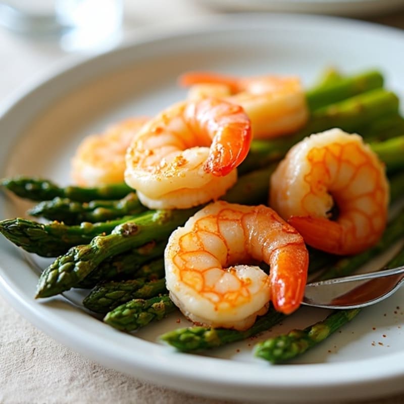 Pan-Seared Lemon-Garlic Shrimp with Roasted Asparagus