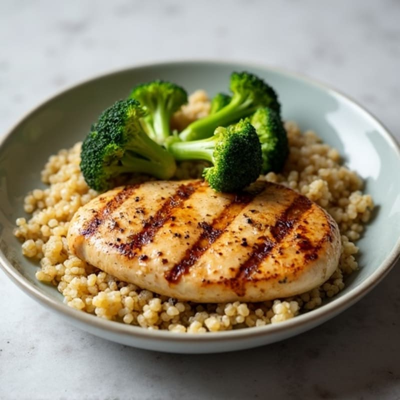 Grilled Chicken Breast with Roasted Broccoli and Quinoa