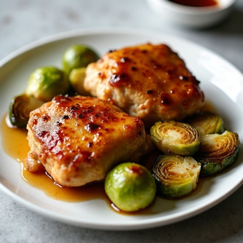 Sticky Honey-Garlic Chicken Thighs with Roasted Brussels Sprouts