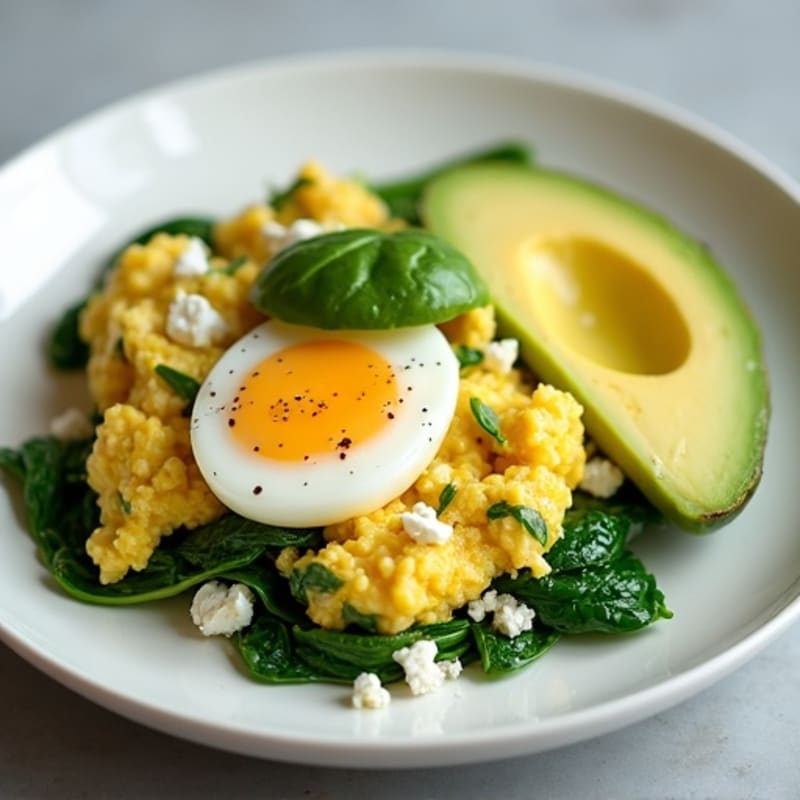 Creamy Scrambled Eggs with Spinach and Feta