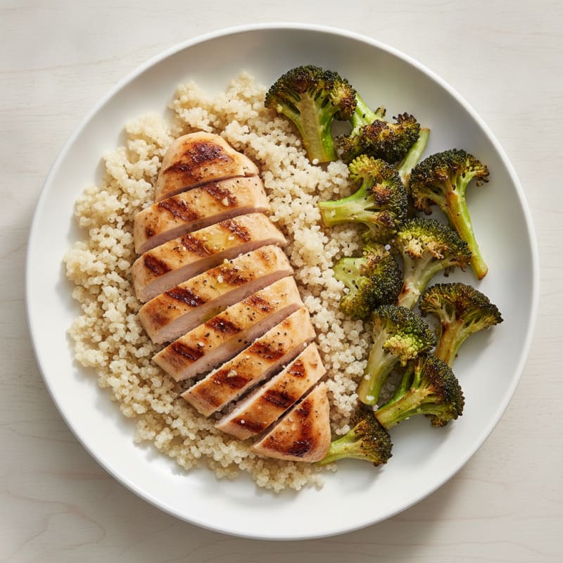 Grilled Chicken Breast with Roasted Broccoli and Quinoa