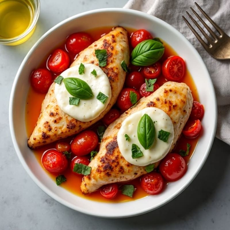 Sheet Pan Chicken Margherita with Roasted Tomatoes and Fresh Basil