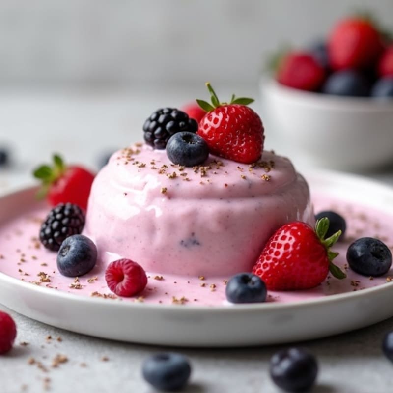 Silky Greek Yogurt Protein Pudding with Mixed Berries