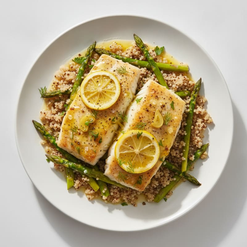 Baked White Fish with Lemon-Herb Sauce
