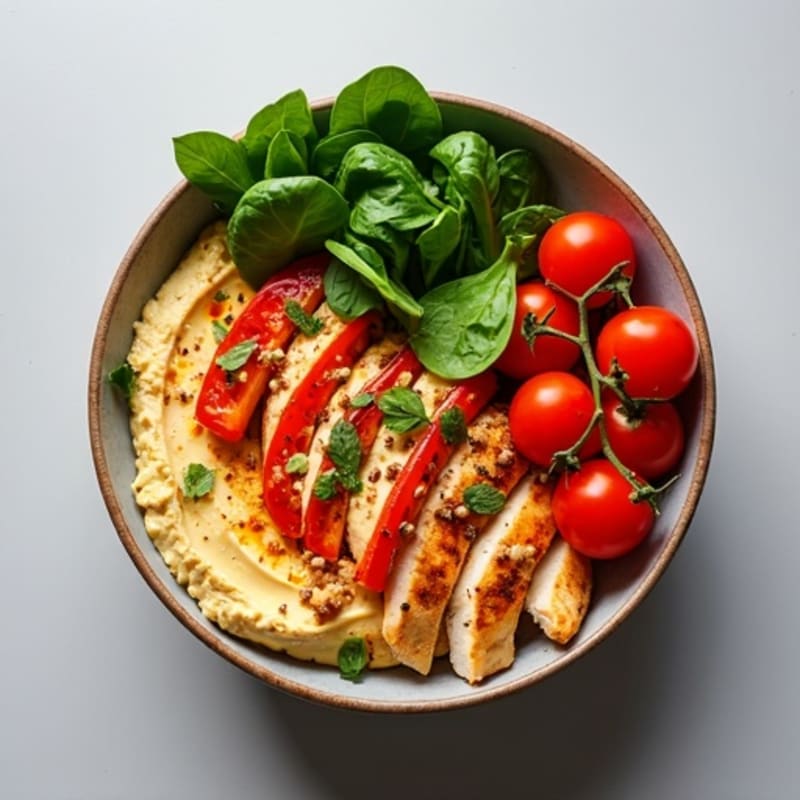 Creamy Roasted Red Pepper Hummus Bowl