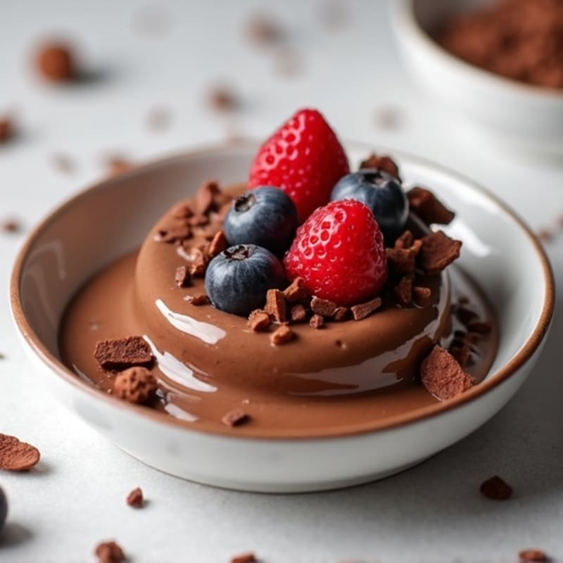 Silky Chocolate Protein Pudding with Fresh Fruit