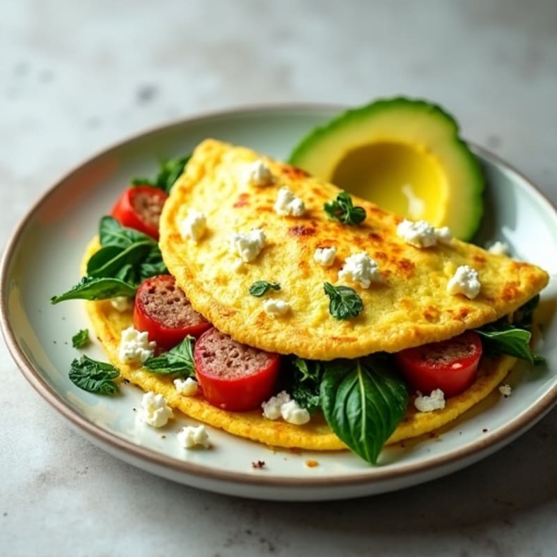 Egg White Spinach Omelet with Turkey Sausage