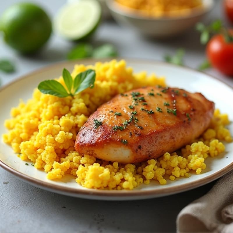 Coconut-Ginger Chicken with Turmeric Cauliflower Rice