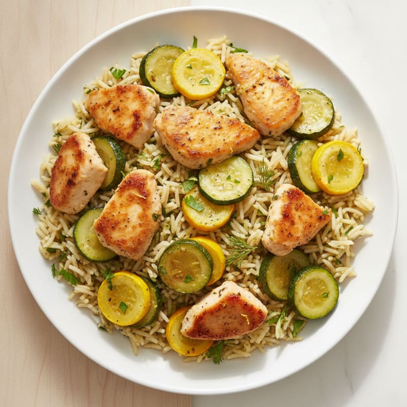 Lemon Herb Chicken and Zucchini Rice
