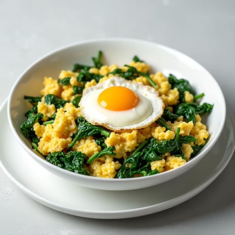 Egg White Spinach Scramble with Cottage Cheese
