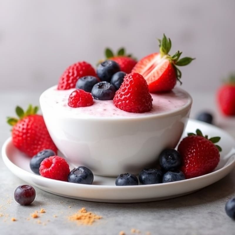 Silky Greek Yogurt Protein Pudding with Mixed Berries