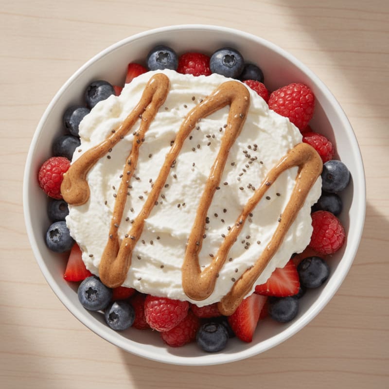 Greek Yogurt Protein Parfait with Mixed Berries and Almond Butter
