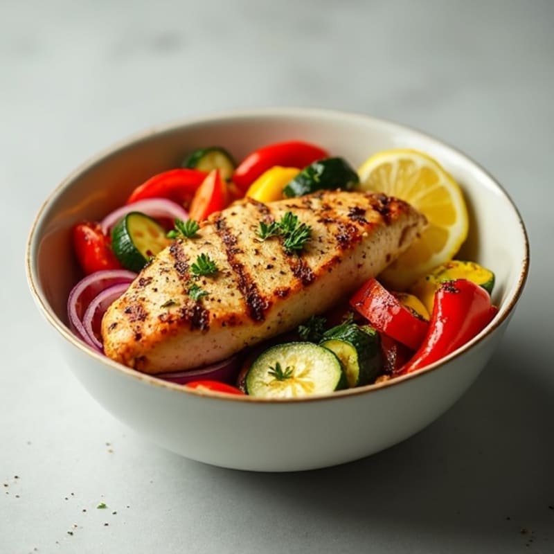 Herb-Spiced Chicken Shawarma Bowl with Roasted Vegetables