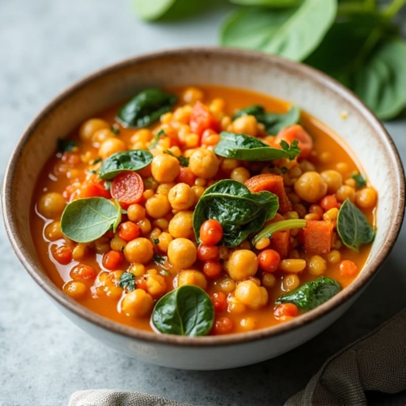 Creamy Red Lentil Curry with Fresh Spinach
