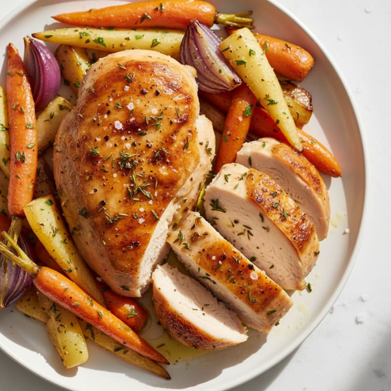 Garlic Herb Roasted Chicken with Root Vegetables