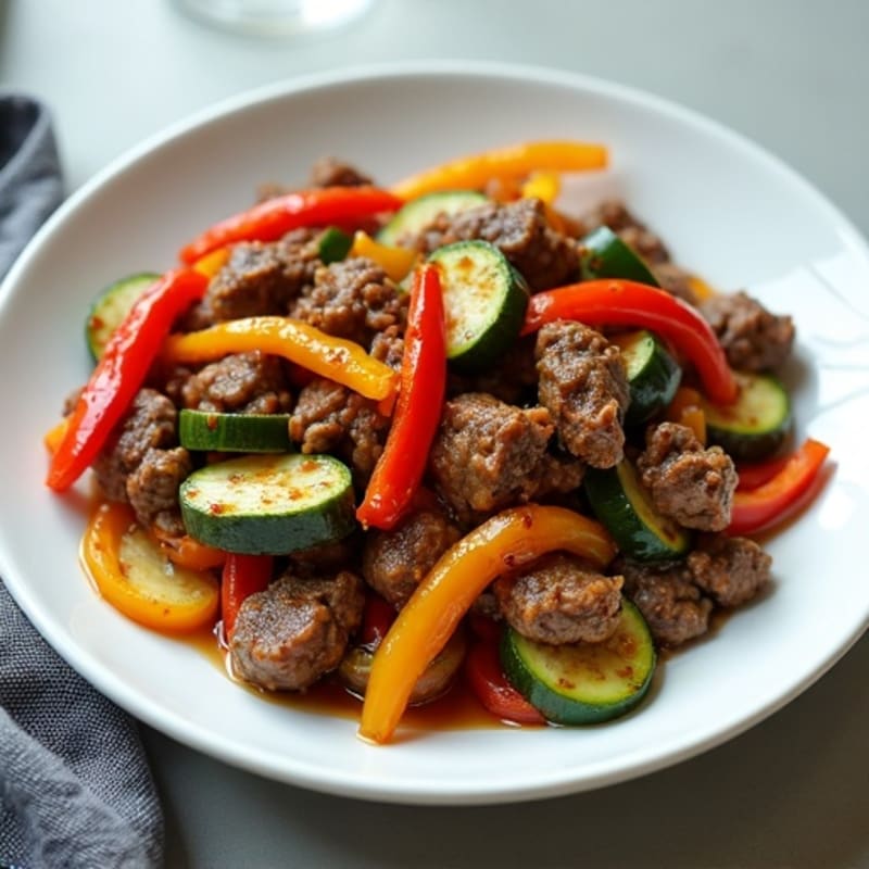 Lean Beef Stir Fry with Bell Peppers and Zucchini
