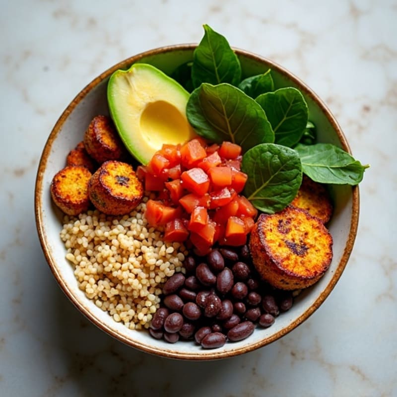 Spiced Black Bean and Roasted Plantain Bowl