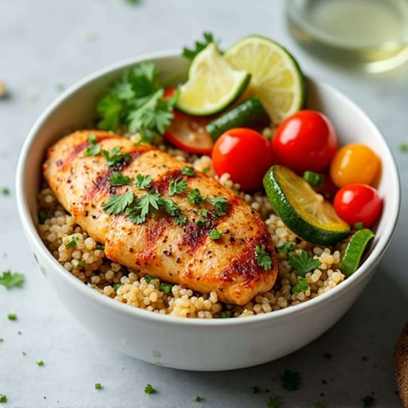 Cilantro-Lime Chicken Quinoa Bowl with Roasted Vegetables