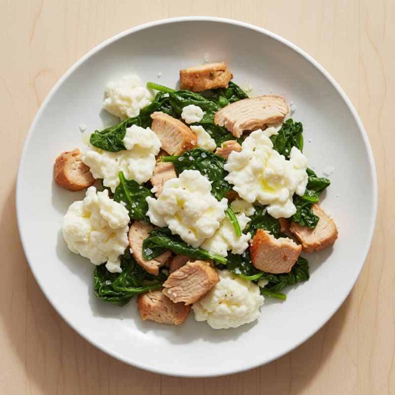 Egg White Scramble with Spinach and Turkey Breast