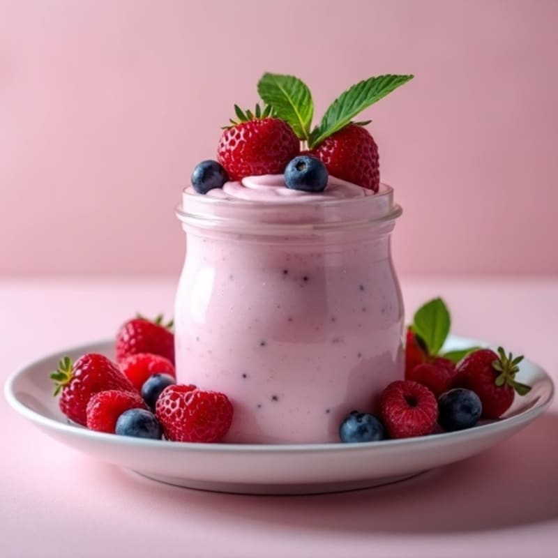 Silky Greek Yogurt Protein Mousse with Mixed Berries