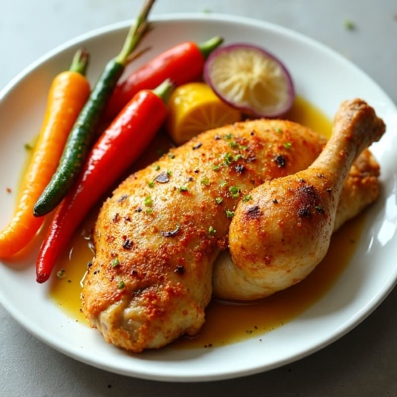 Turmeric-Ginger Roasted Chicken with Rainbow Vegetables