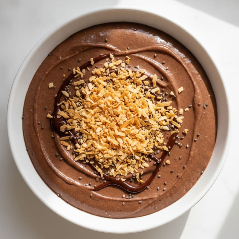 Silky Chocolate Protein Pudding with Toasted Coconut