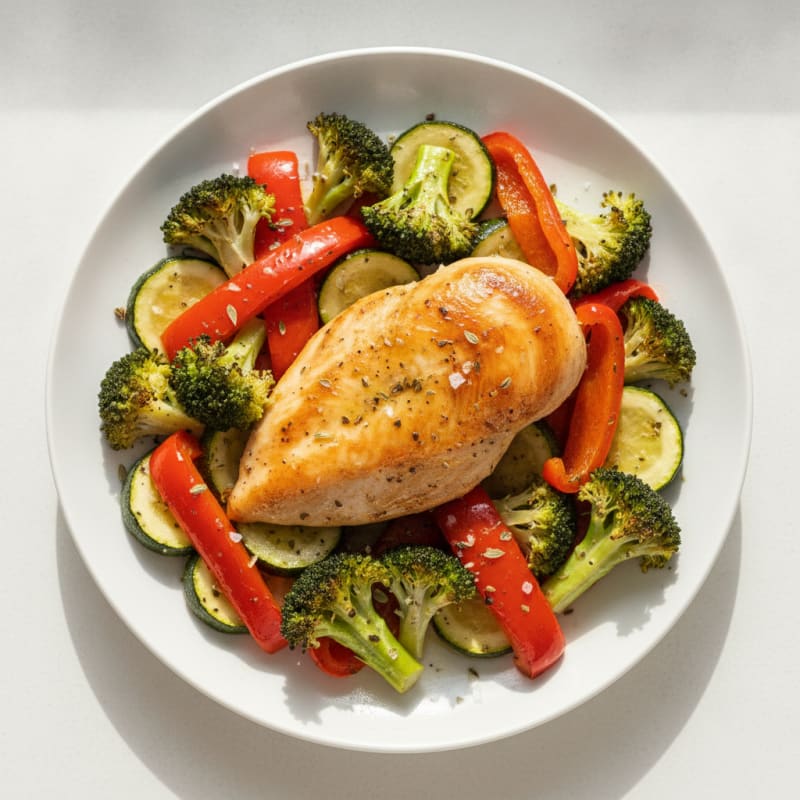 Simple Baked Chicken with Roasted Vegetables