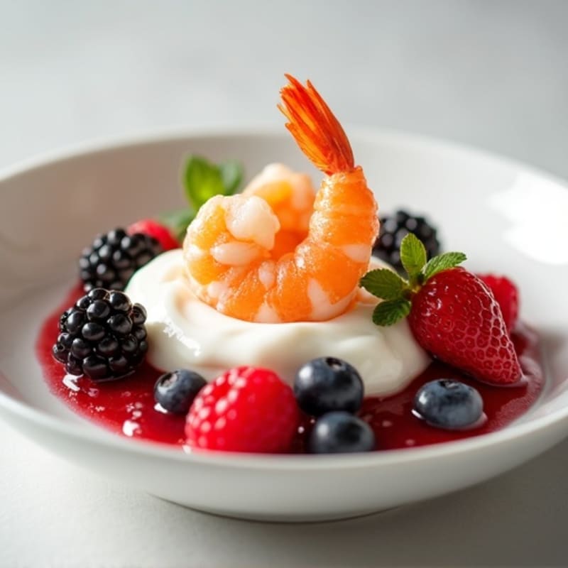 Shrimp Protein Pudding with Greek Yogurt and Mixed Berries