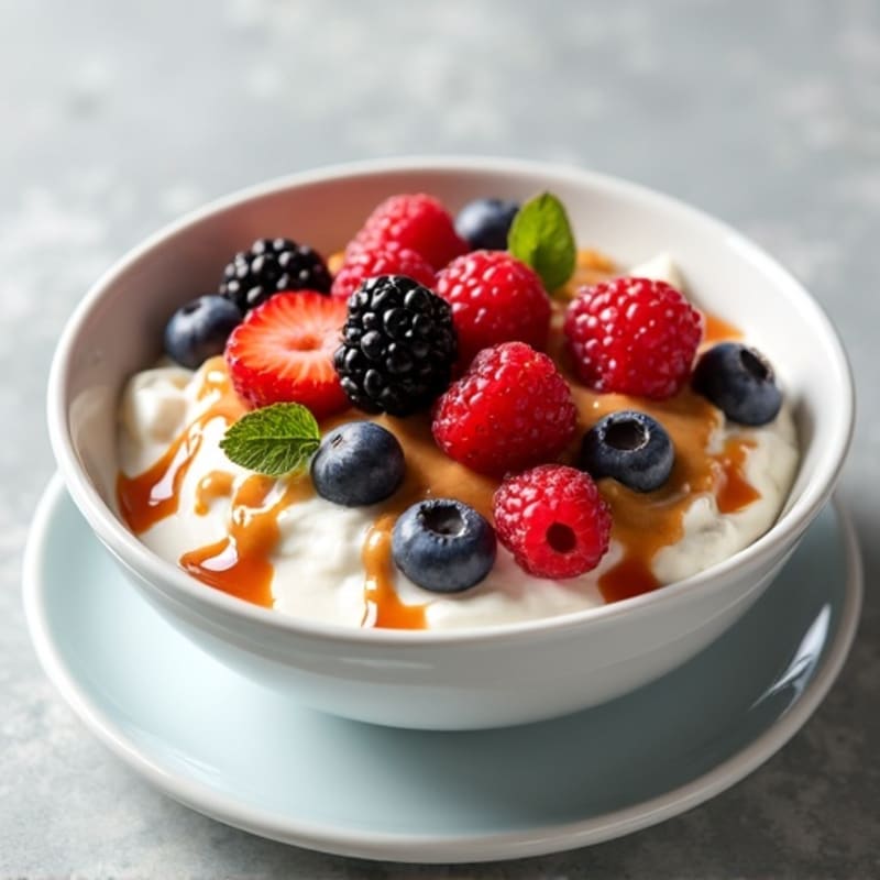 Greek Yogurt Protein Bowl with Mixed Berries and Almond Butter