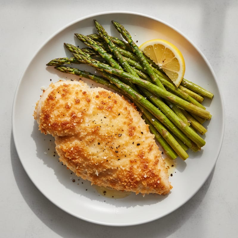 Parmesan-Crusted Chicken with Roasted Asparagus