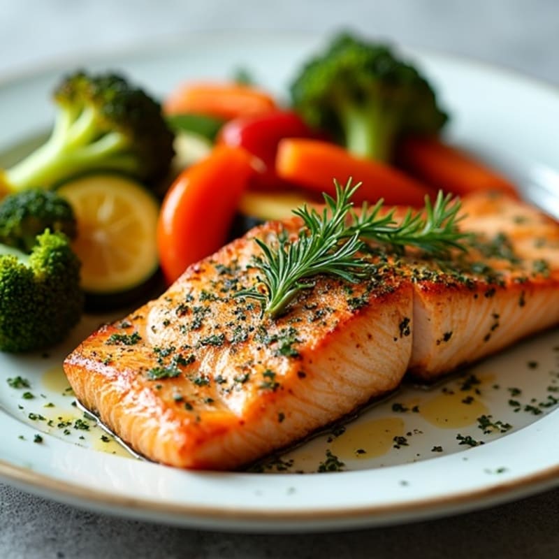 Herb-Crusted Baked Salmon with Roasted Vegetables