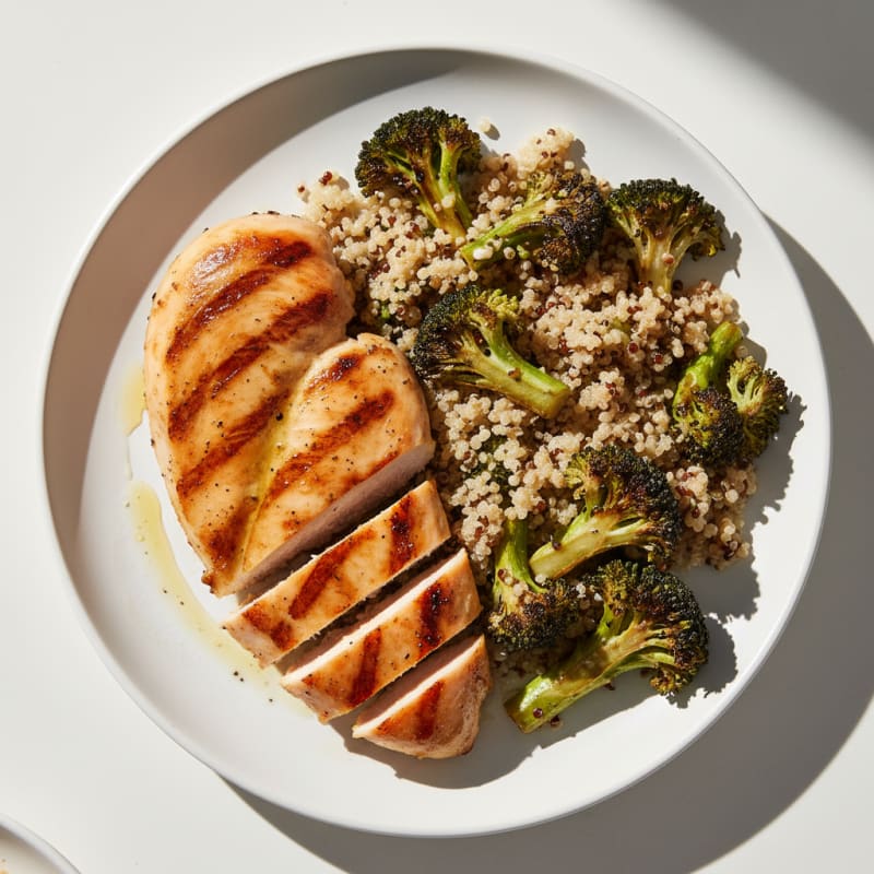 Grilled Chicken Breast with Roasted Broccoli and Quinoa