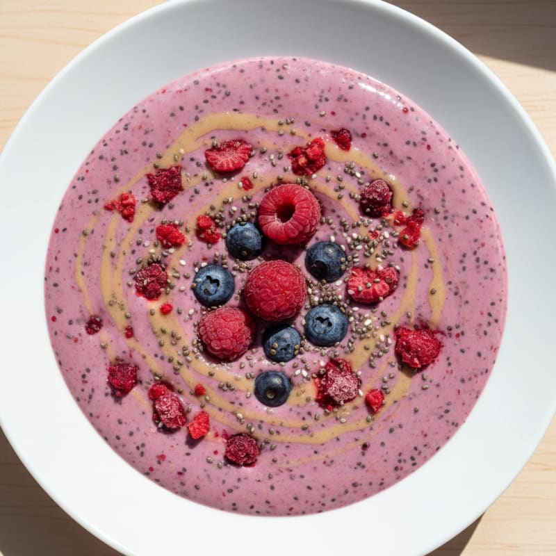 Silky Tofu Protein Smoothie with Chia and Berries