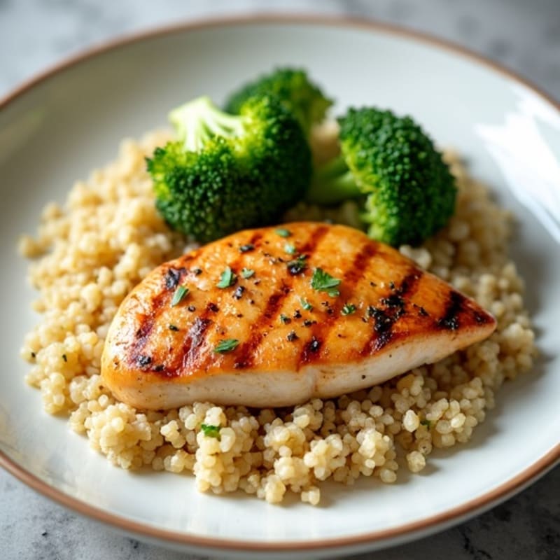 Grilled Chicken Breast with Quinoa and Steamed Broccoli